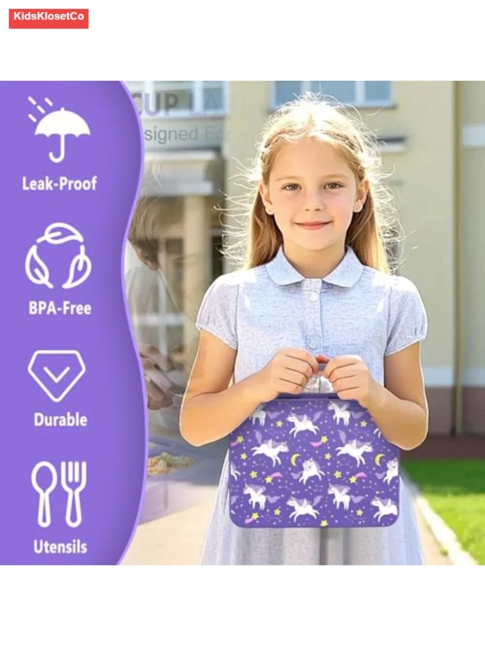 Leak Proof Bento Lunch Box with Ice Pack, 6 Compartments, Utensils, Dishwasher